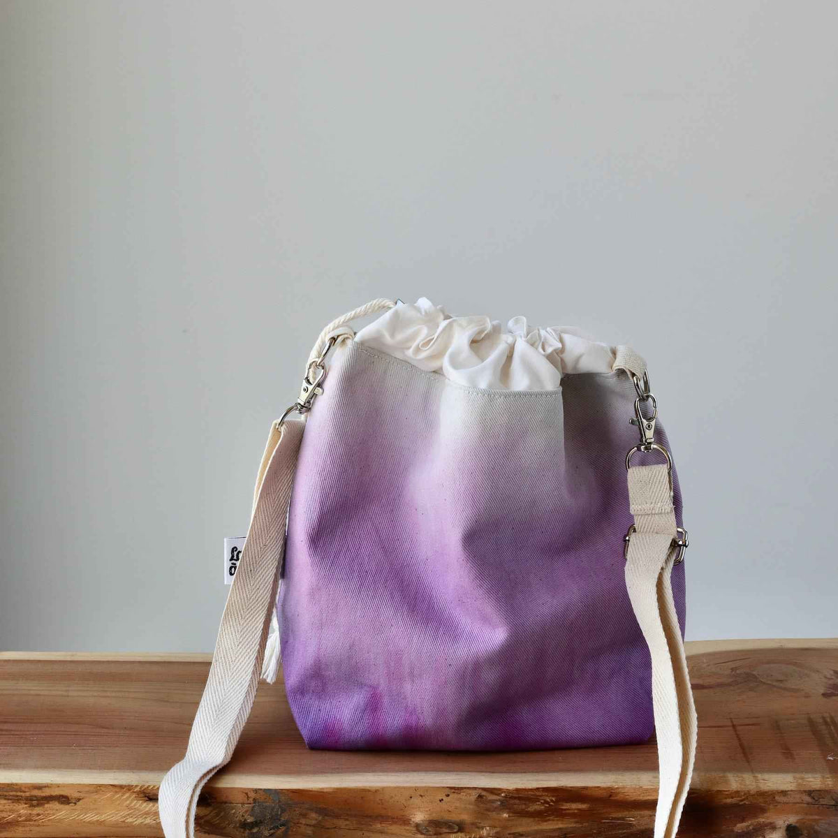 Aquarelle Project Bag - Hand-Dyed Organic Cotton, Crossbody, Viola-La Cave à Laine