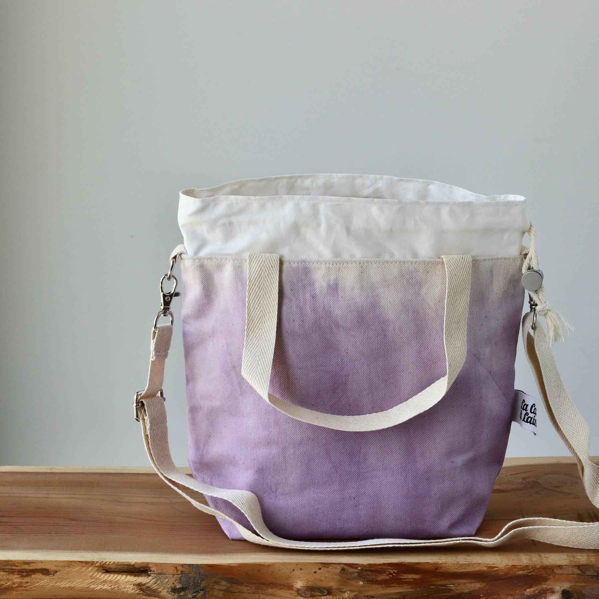 Aquarelle Project Bag - Hand-Dyed Organic Cotton, Crossbody, Viola-La Cave à Laine