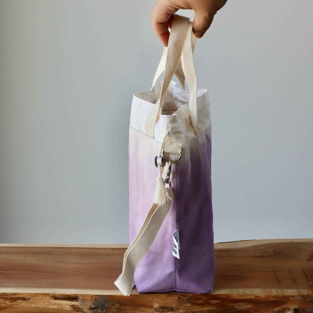 Aquarelle Project Bag - Hand-Dyed Organic Cotton, Crossbody, Viola-La Cave à Laine