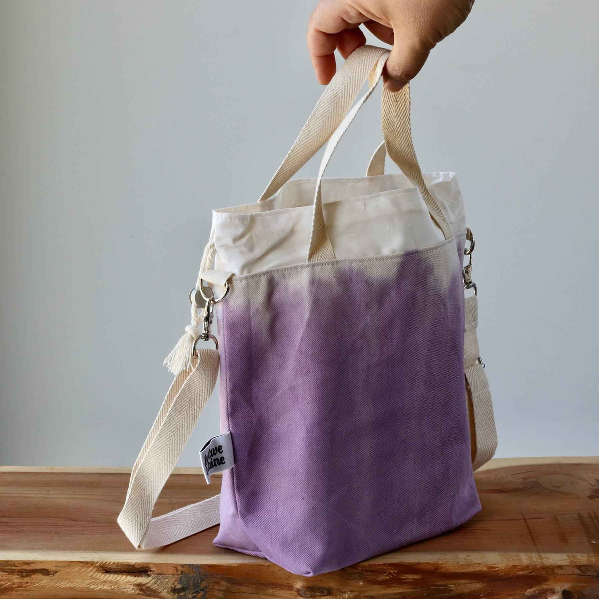 Aquarelle Project Bag - Hand-Dyed Organic Cotton, Crossbody, Viola-La Cave à Laine