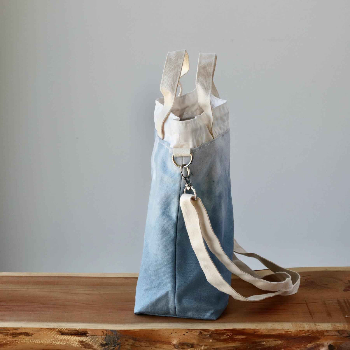 Aquarelle Project Bag - Hand-Dyed Organic Cotton, Crossbody, Blu Tempesta-La Cave à Laine