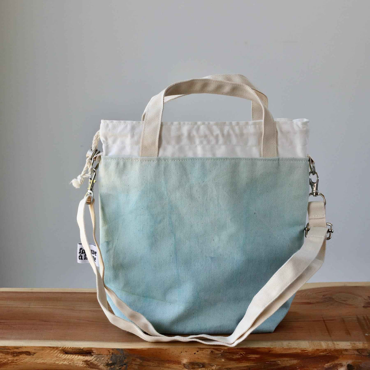 Aquarelle Project Bag - Hand-Dyed Organic Cotton, Crossbody, Blu Cielo-La Cave à Laine
