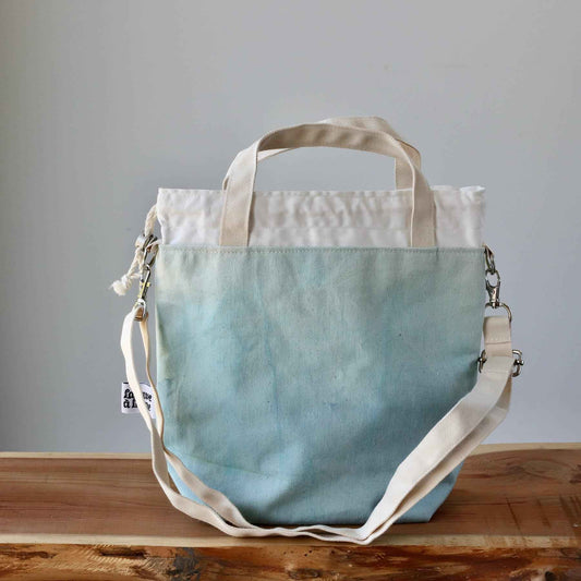 Aquarelle Project Bag - Hand-Dyed Organic Cotton, Crossbody, Blu Cielo-La Cave à Laine