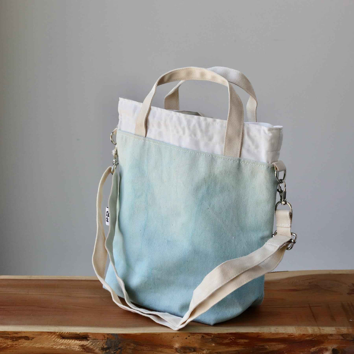Aquarelle Project Bag - Hand-Dyed Organic Cotton, Crossbody, Blu Cielo-La Cave à Laine