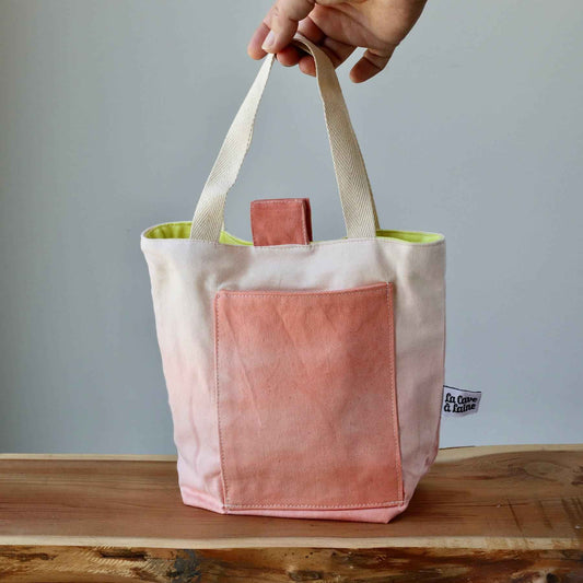Aquarelle Small Project Bag - Hand-Dyed Organic Cotton, Rosso Salmone - END OF COLLECTION-La Cave à Laine