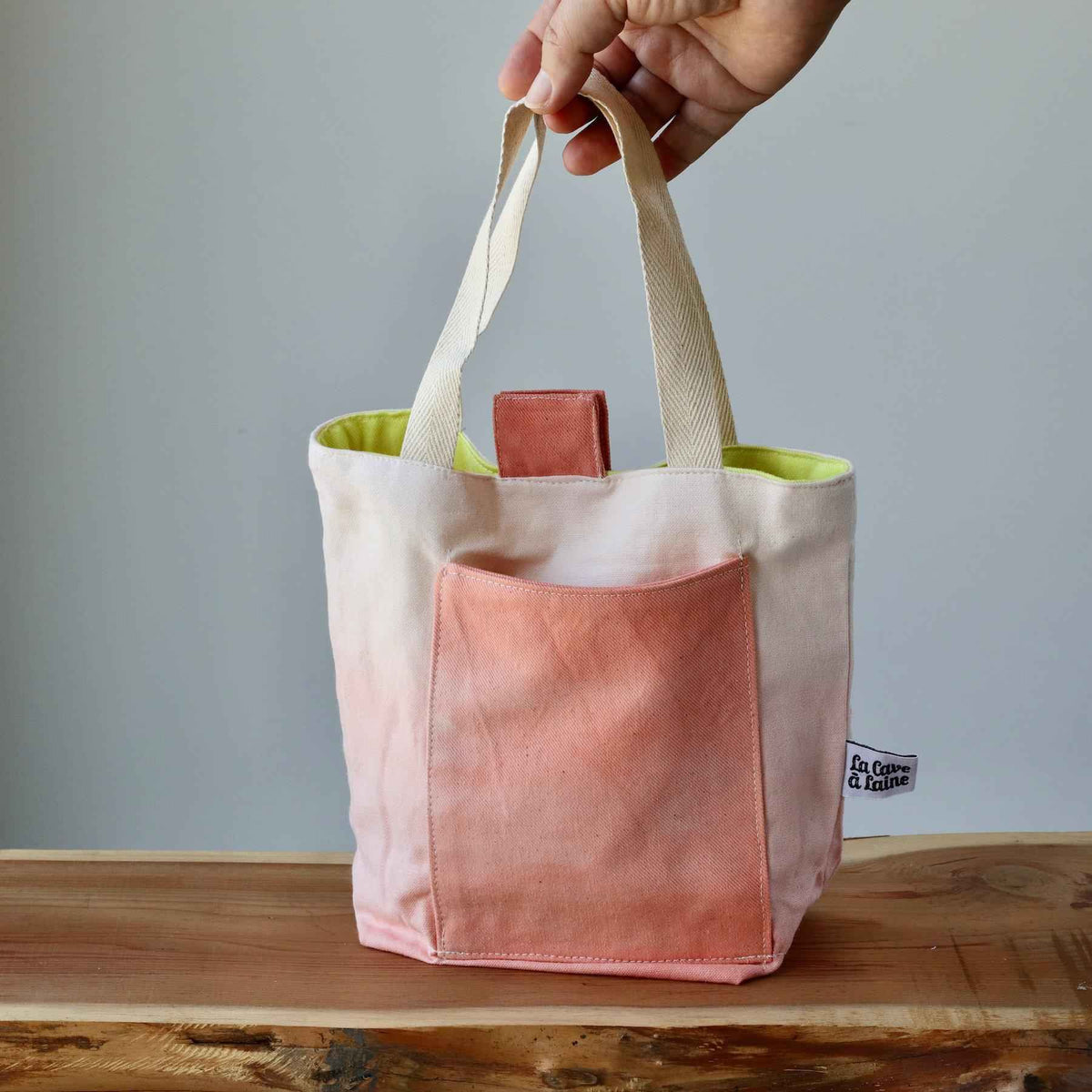 Aquarelle Small Project Bag - Hand-Dyed Organic Cotton, Rosso Salmone - END OF COLLECTION-La Cave à Laine