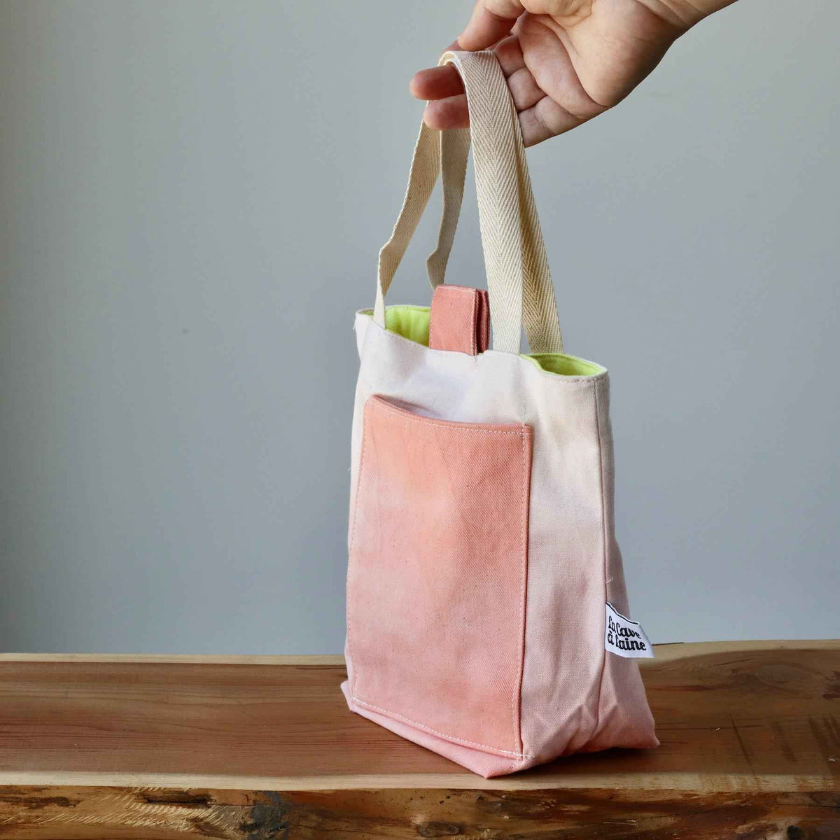 Aquarelle Small Project Bag - Hand-Dyed Organic Cotton, Rosso Salmone - END OF COLLECTION-La Cave à Laine