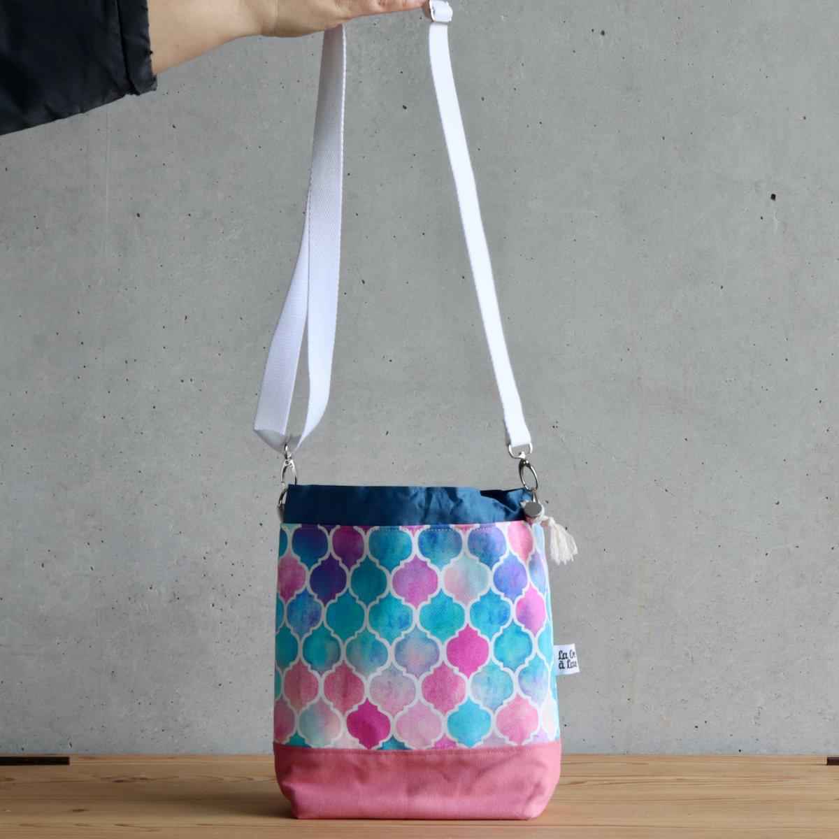 Zellige Project Bag - Crossbody, Pink and Blue-La Cave à Laine