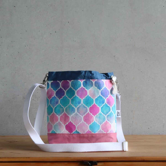 Zellige Project Bag - Crossbody, Pink and Blue-La Cave à Laine