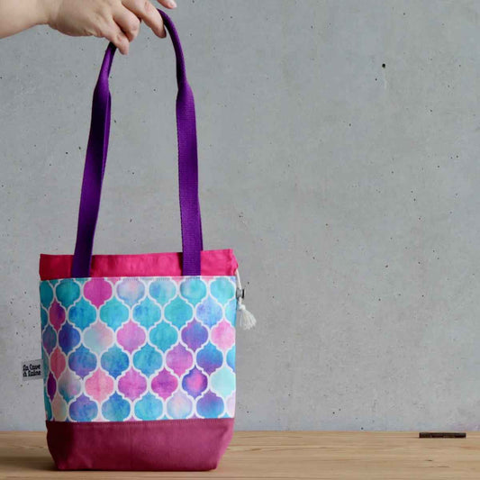 Zellige Project Bag - Long Handles - Pink-La Cave à Laine