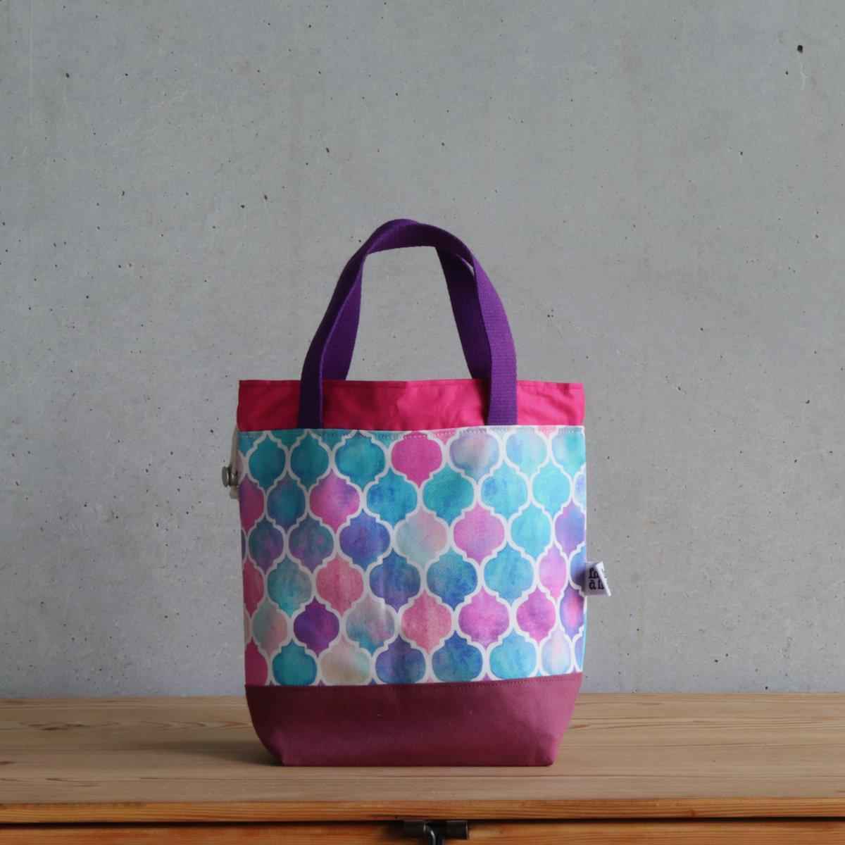 Zellige Project Bag - Short Handles, Pink-La Cave à Laine