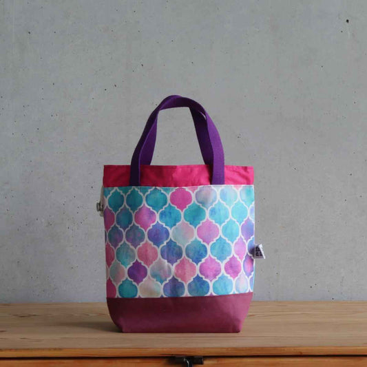 Zellige Project Bag - Short Handles, Pink-La Cave à Laine