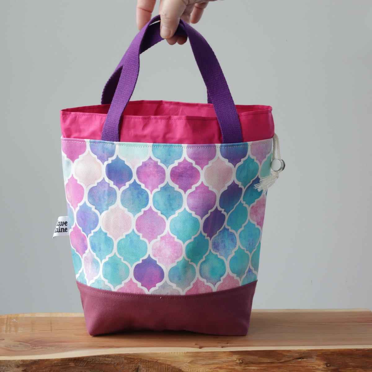 Zellige Project Bag - Short Handles, Pink-La Cave à Laine