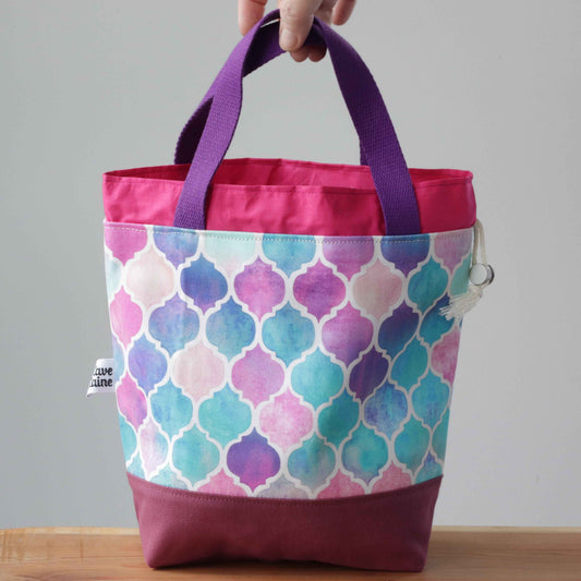 Zellige Project Bag - Short Handles, Pink-La Cave à Laine