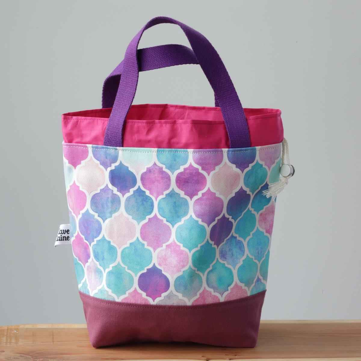 Zellige Project Bag - Short Handles, Pink-La Cave à Laine