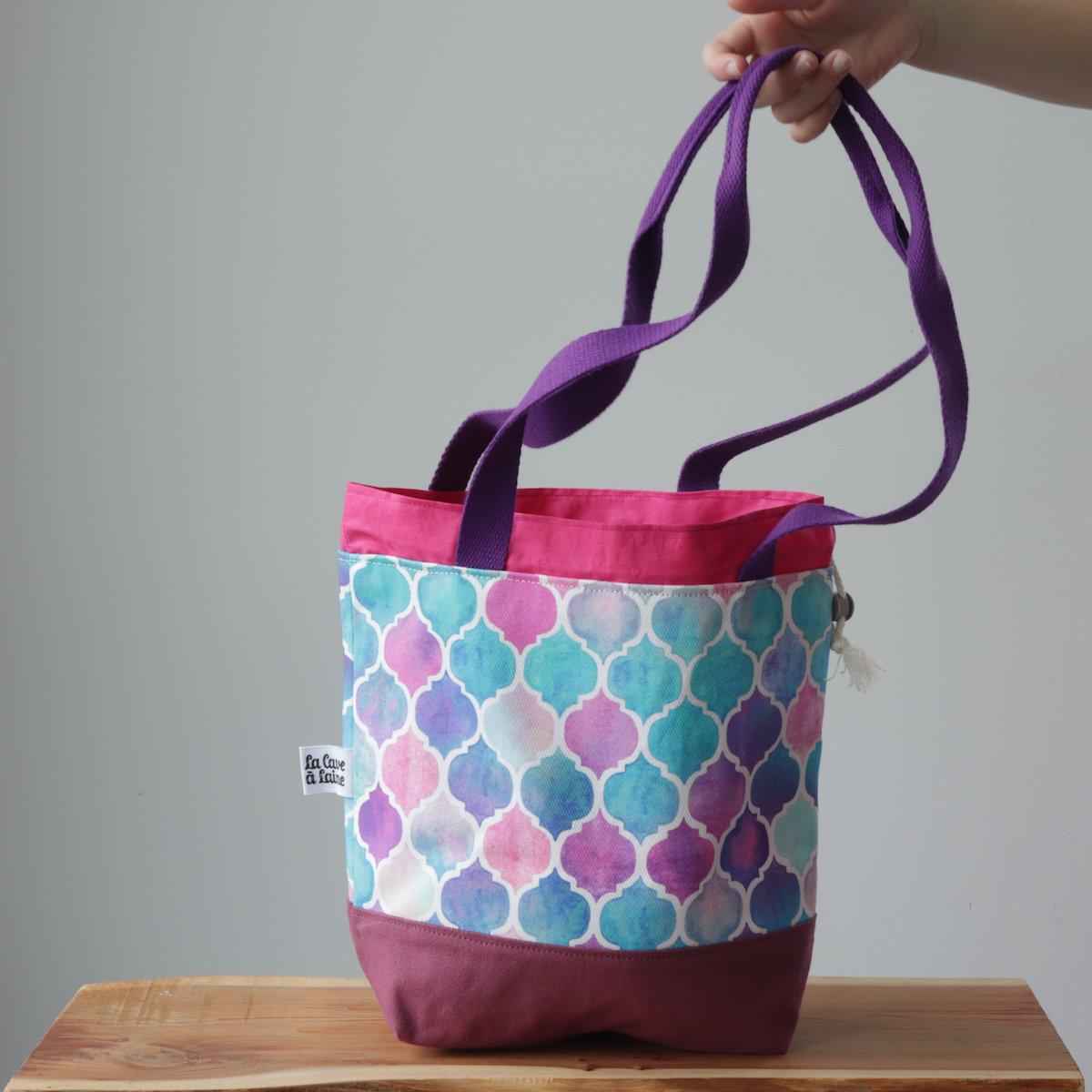 Zellige Project Bag - Long Handles - Pink-La Cave à Laine