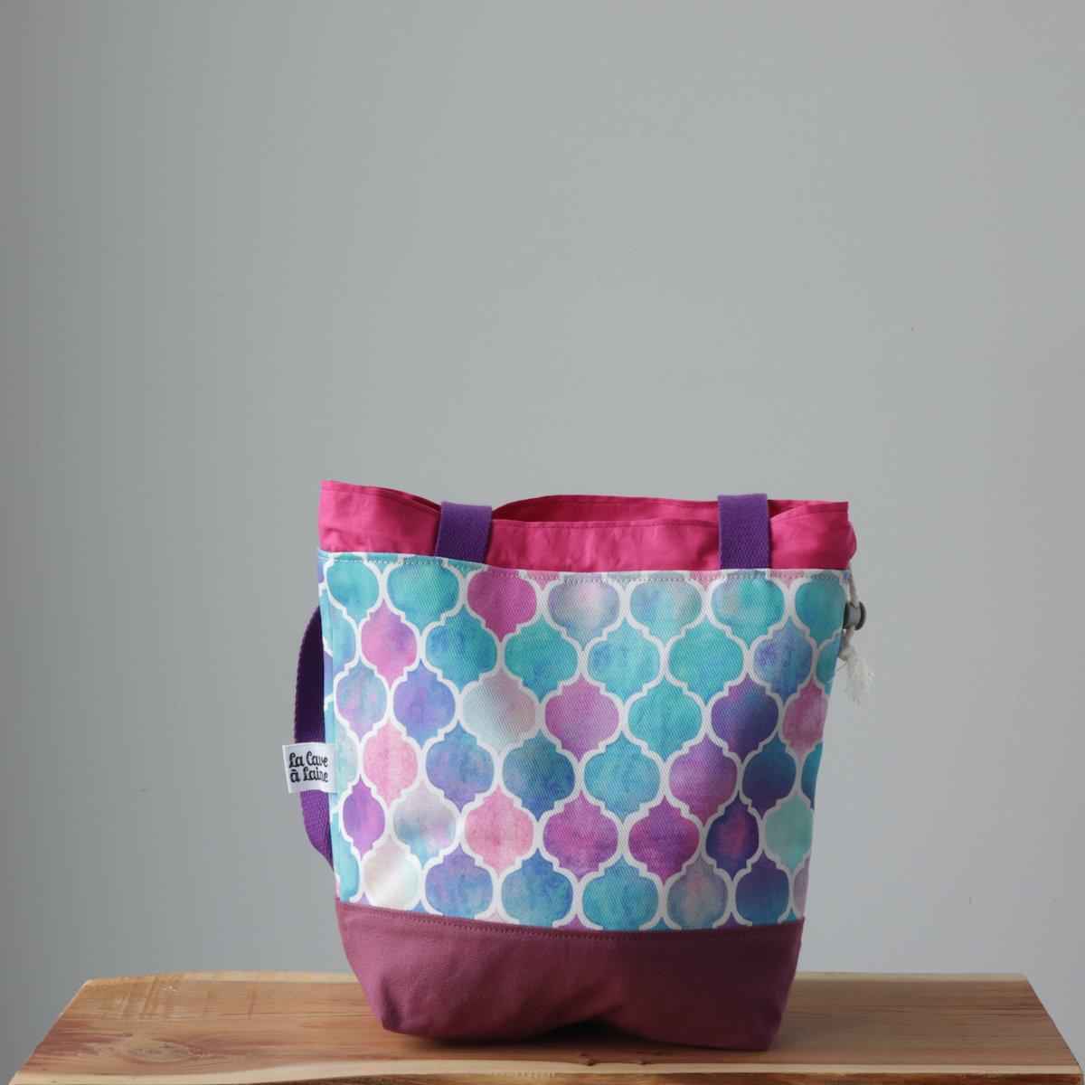 Zellige Project Bag - Long Handles - Pink-La Cave à Laine