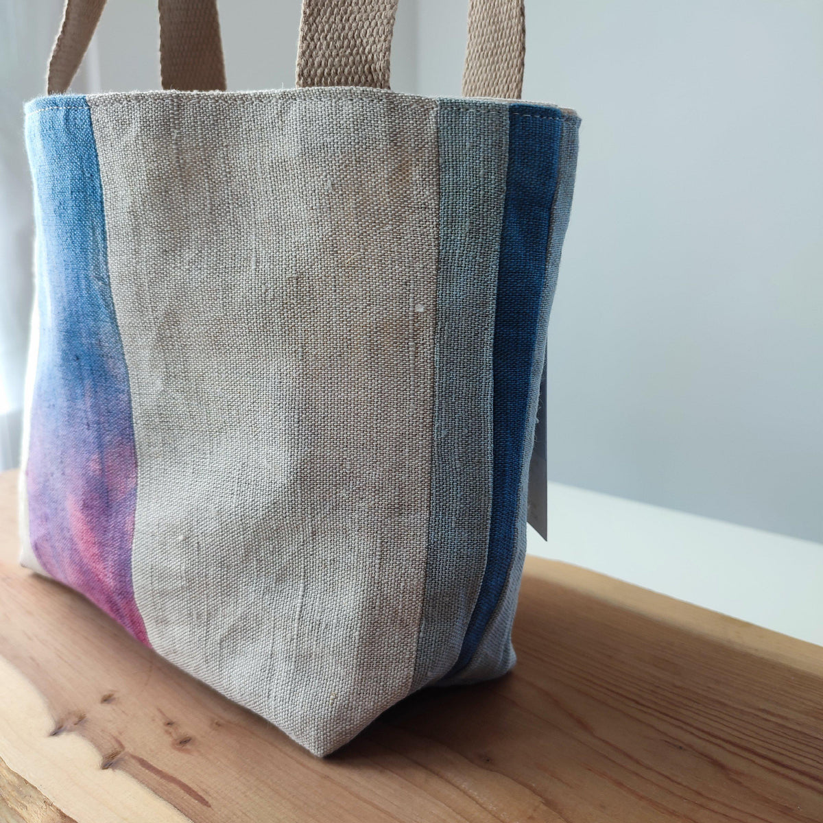 #Bag17 Handcrafted Canvas Bag - Linen Gioia - Pink and Flowers-La Cave à Laine