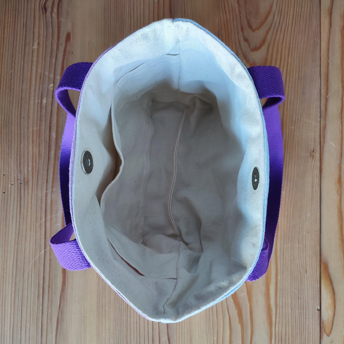 Handcrafted Canvas Bag - Hand-dyed and Patchwork Gioia - Double Pockets-La Cave à Laine