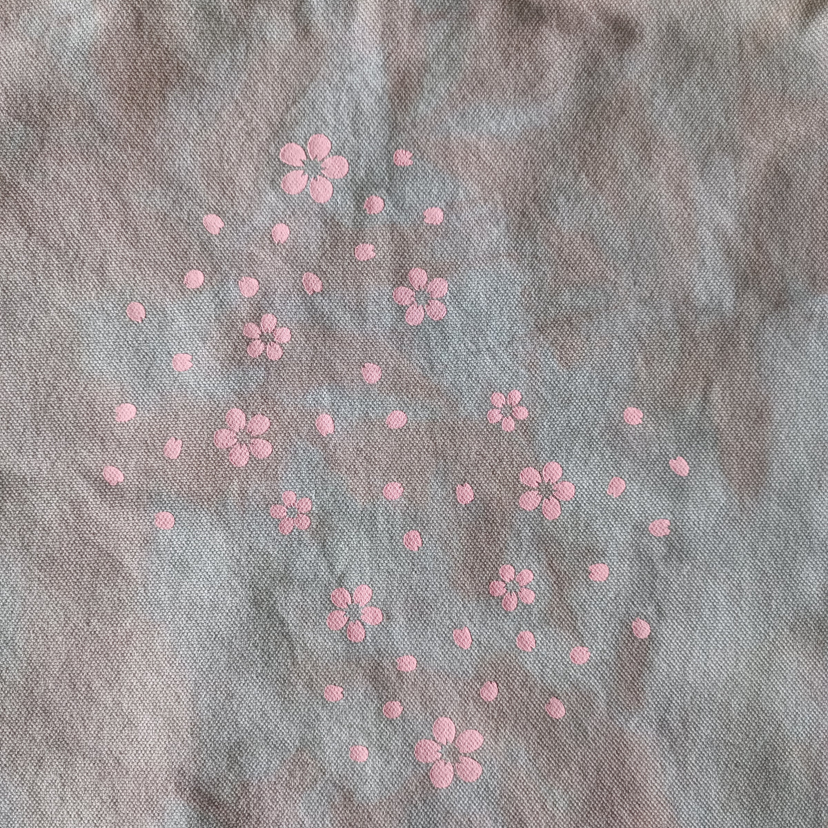 Tote Bag - Hand dyed & Hand Printed - Pink Flowers-La Cave à Laine
