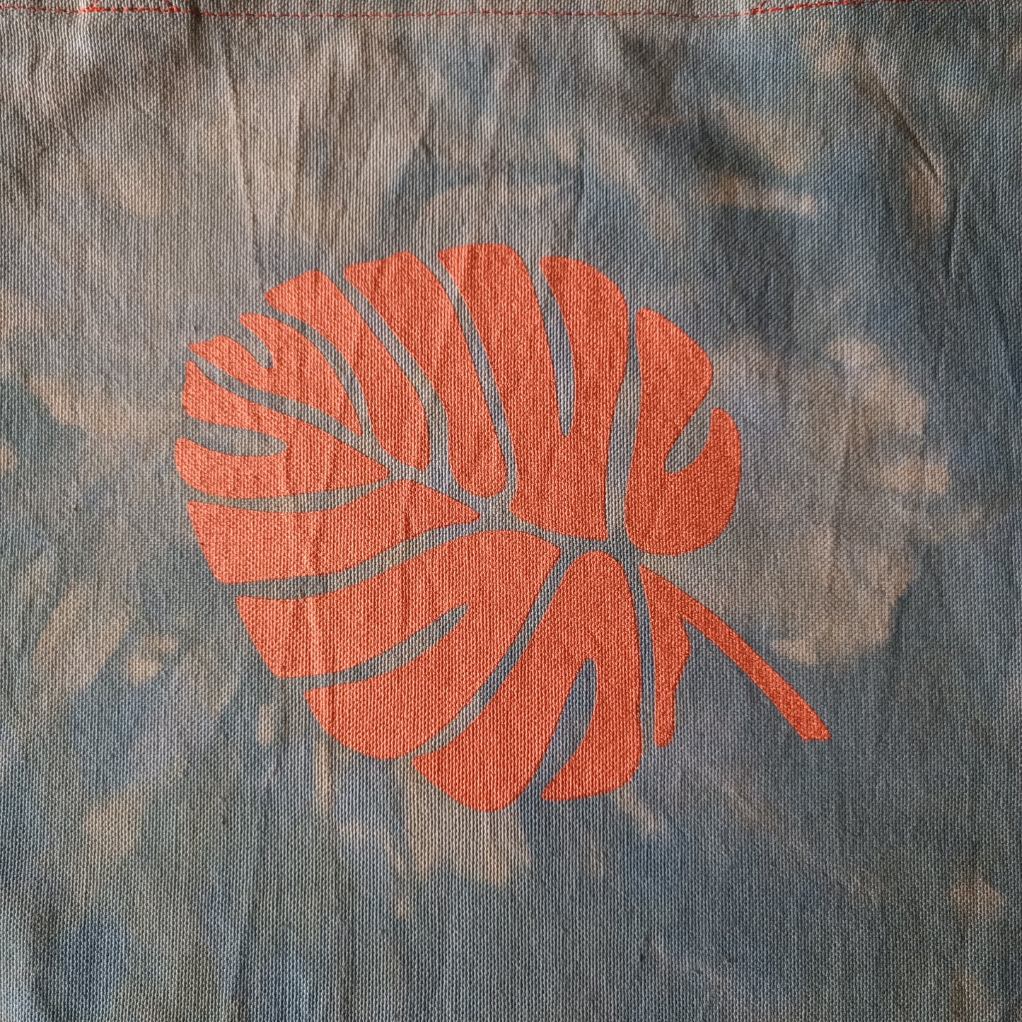 Tote Bag - Hand dyed & Hand Printed - Copper Leaf-La Cave à Laine