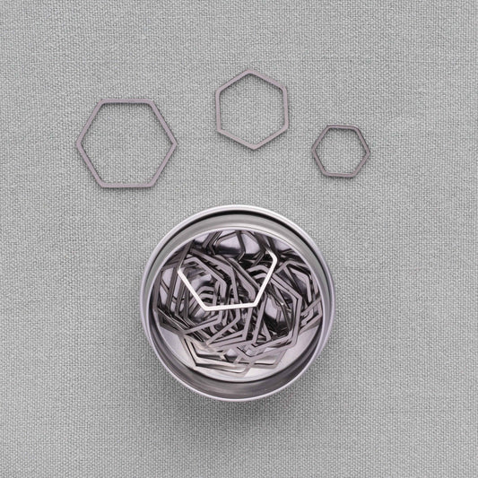 30 Stitch Markers - Hexagon Mix Silver-La Cave à Laine