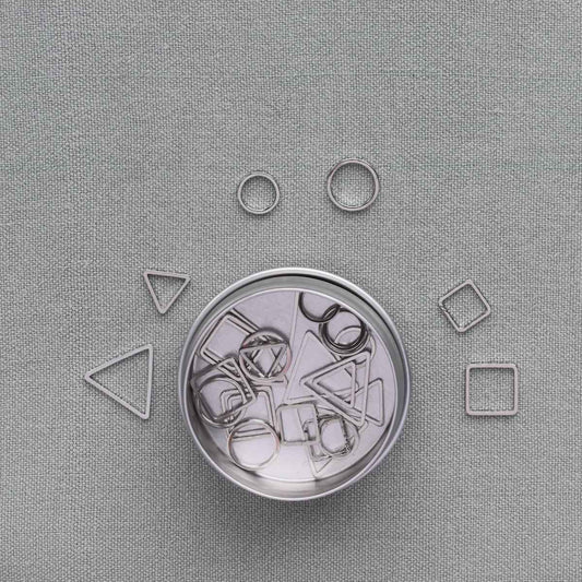 30 Stitch Markers - Geometry Mix Small Silver-La Cave à Laine