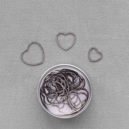 30 Stitch Markers - Heart Mix Silver-La Cave à Laine
