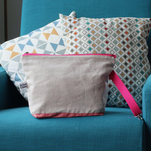 Project Bag Wristlet - Hand-dyed, Fuchsia Zipper-La Cave à Laine