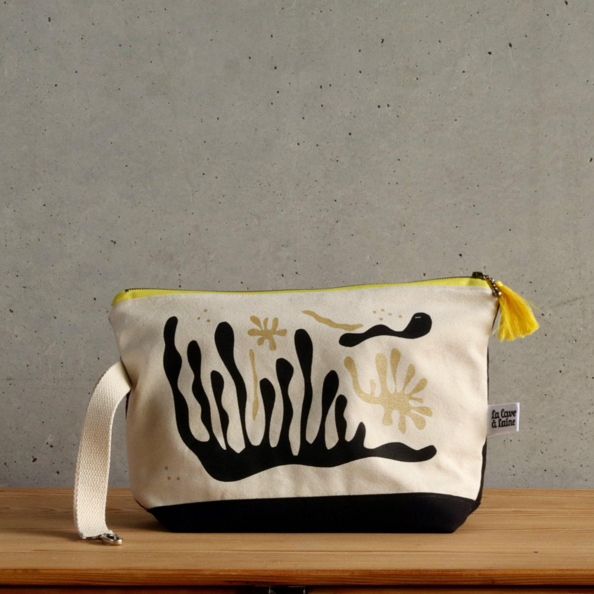 Black&White Wristlet Bag - Yellow-La Cave à Laine