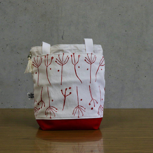 Red Hand-Printed Project Bag - POSSIBLE BLEEDING WHEN WASHED-La Cave à Laine
