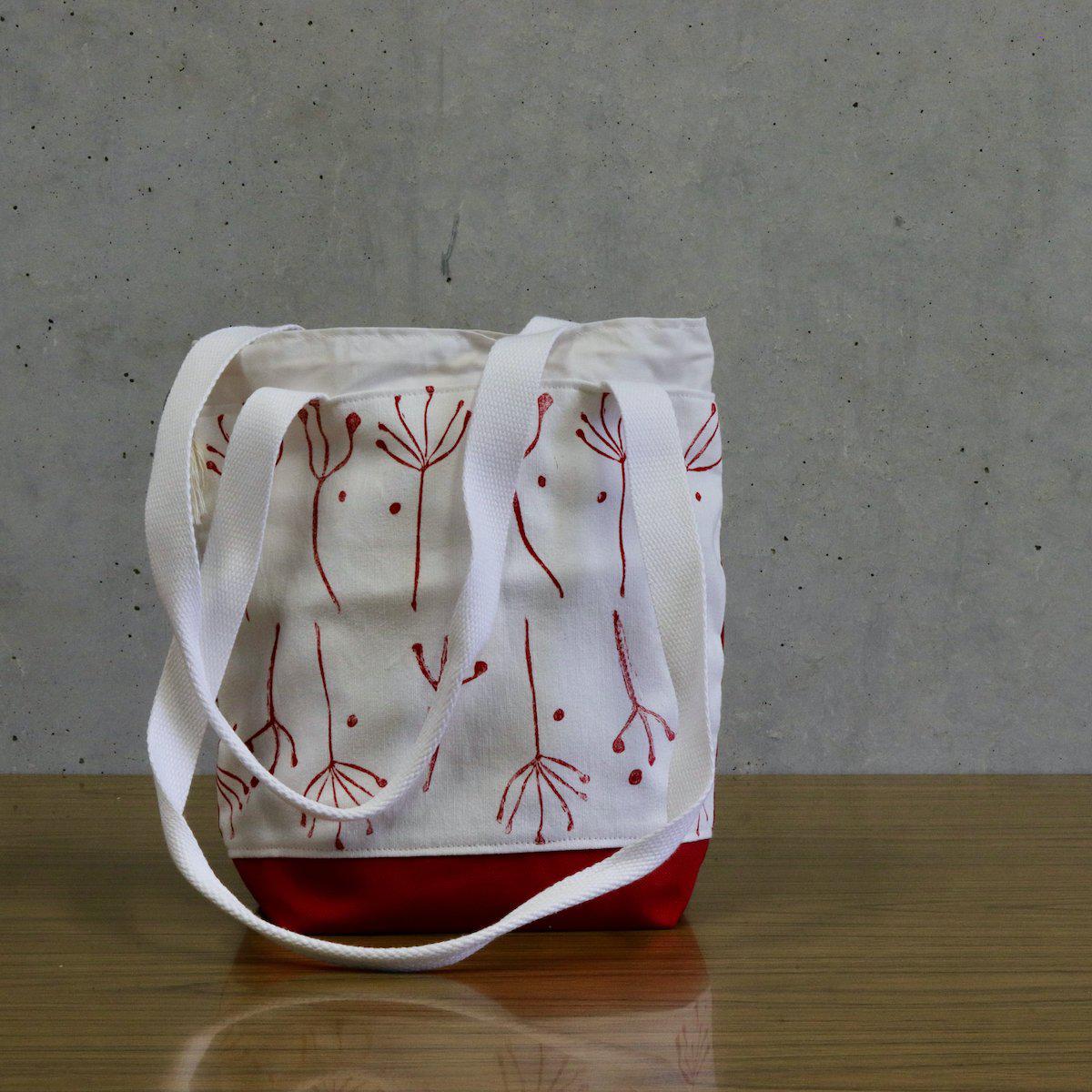 Red Hand-Printed Project Bag - POSSIBLE BLEEDING WHEN WASHED-La Cave à Laine