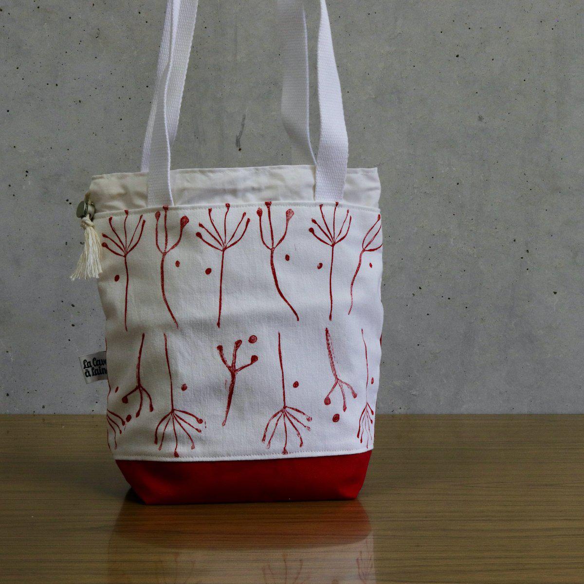 Red Hand-Printed Project Bag - POSSIBLE BLEEDING WHEN WASHED-La Cave à Laine
