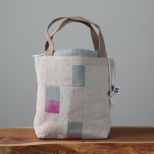 Handcrafted Canvas Bag - Linen SuperGioia - Pink and Flowers-La Cave à Laine