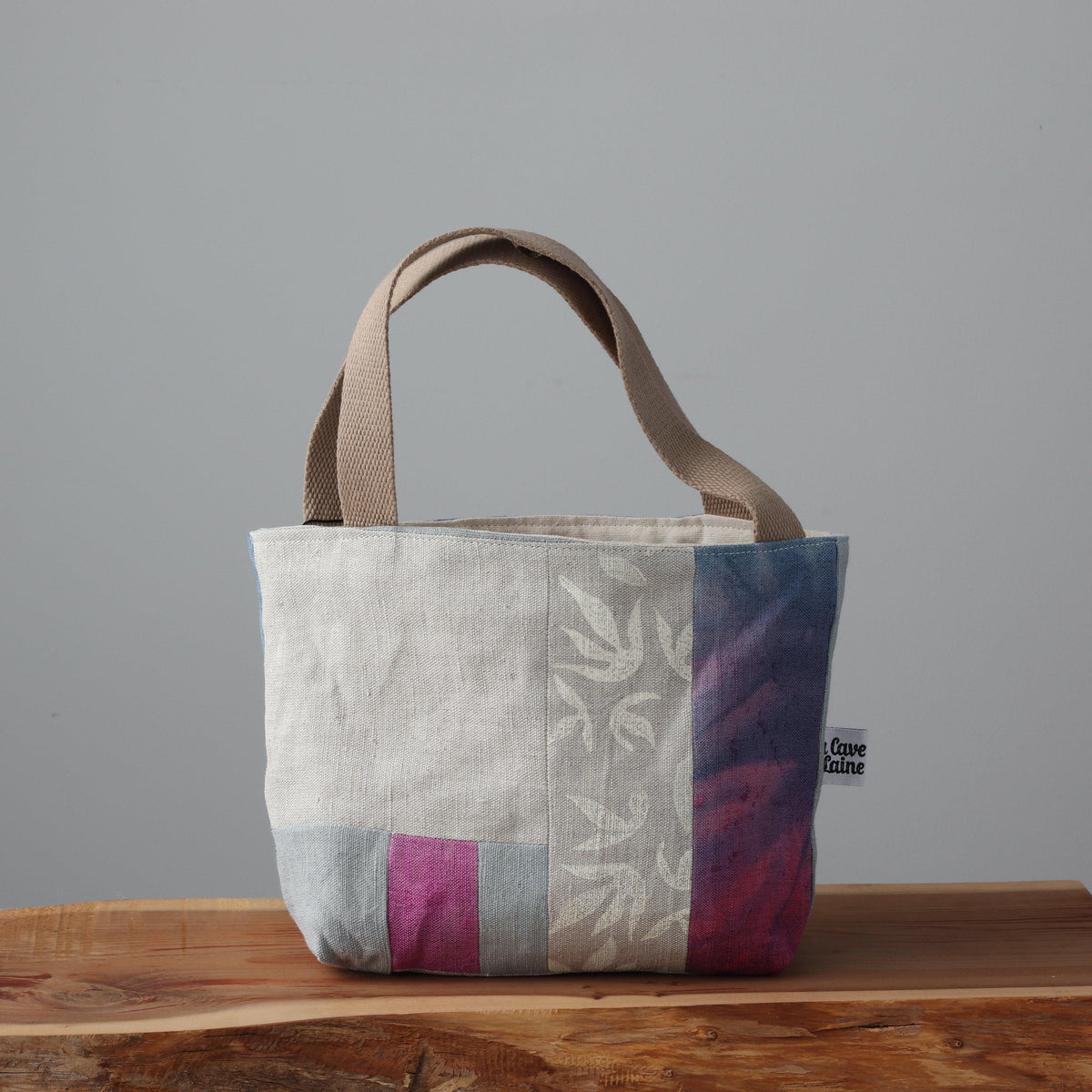 #Bag17 Handcrafted Canvas Bag - Linen Gioia - Pink and Flowers-La Cave à Laine