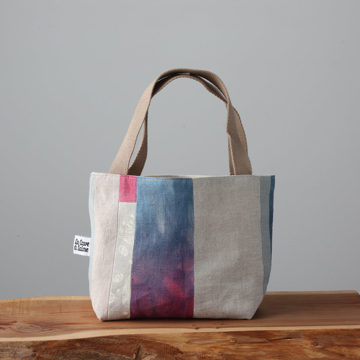 #Bag17 Handcrafted Canvas Bag - Linen Gioia - Pink and Flowers-La Cave à Laine