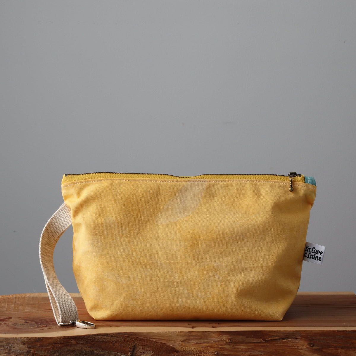 Handcrafted Canvas Bag - Wristlet with zip Jewels - Amber-La Cave à Laine