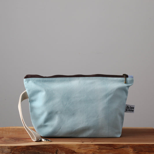 Handcrafted Canvas Bag - Wristlet Sicilia - Cielo- RESERVED for Knit Escape-La Cave à Laine