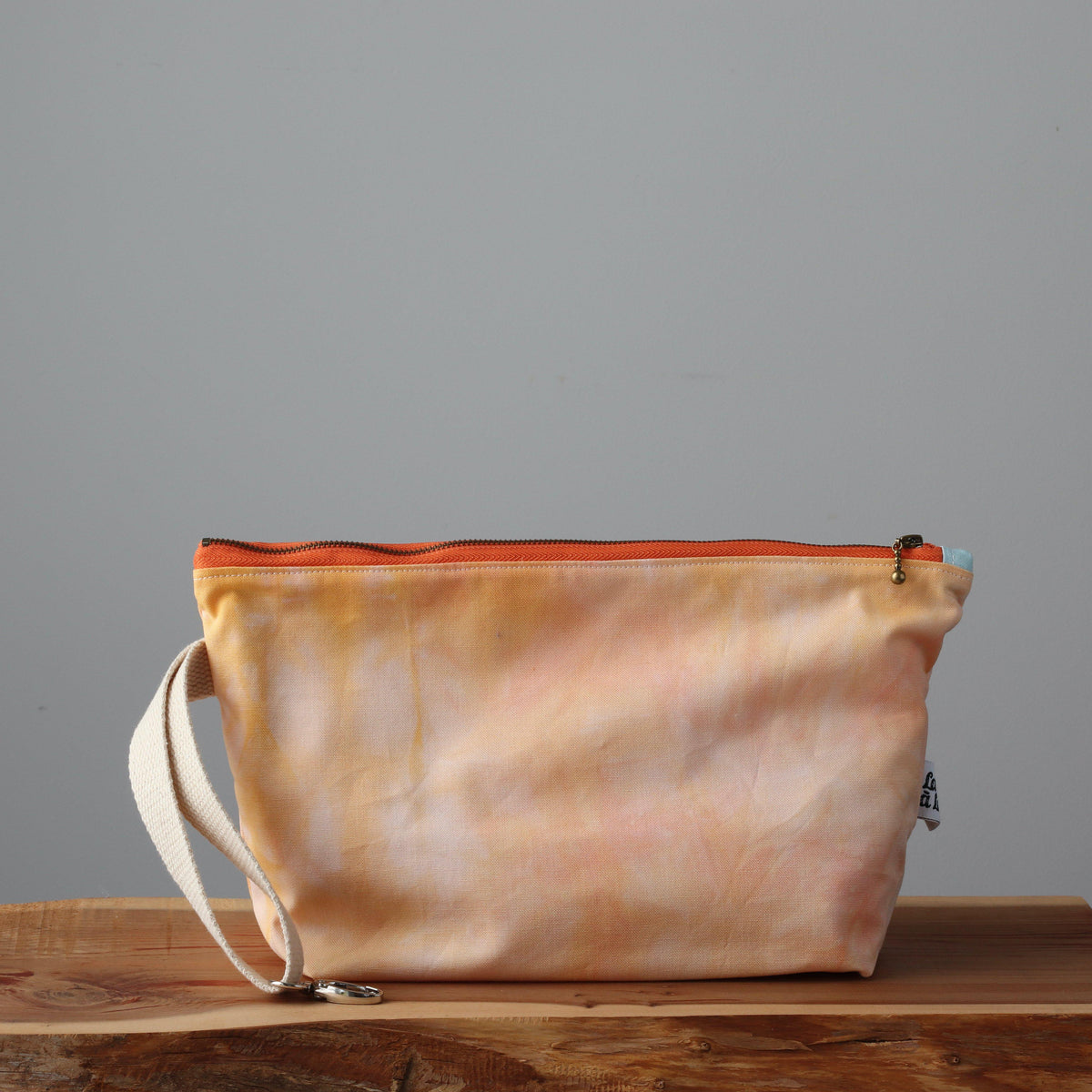 Handcrafted Canvas Bag - Wristlet Sicilia - Papaya-La Cave à Laine
