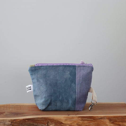 Handcrafted Canvas Bag - Linen Zipper - Viola e Blu-La Cave à Laine