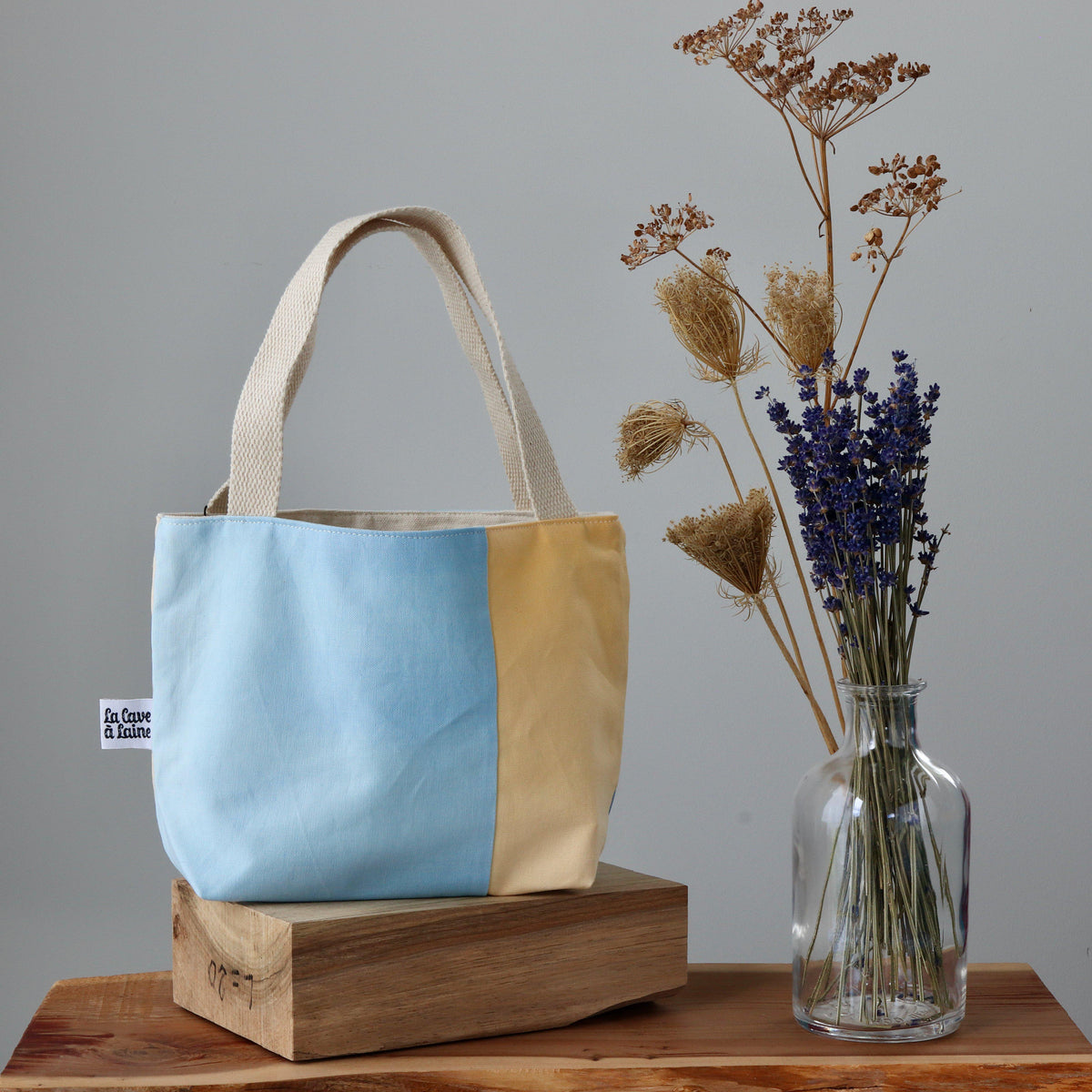 Handcrafted Canvas Bag - Gioia Jewels - Aquamarine and Citrine-La Cave à Laine