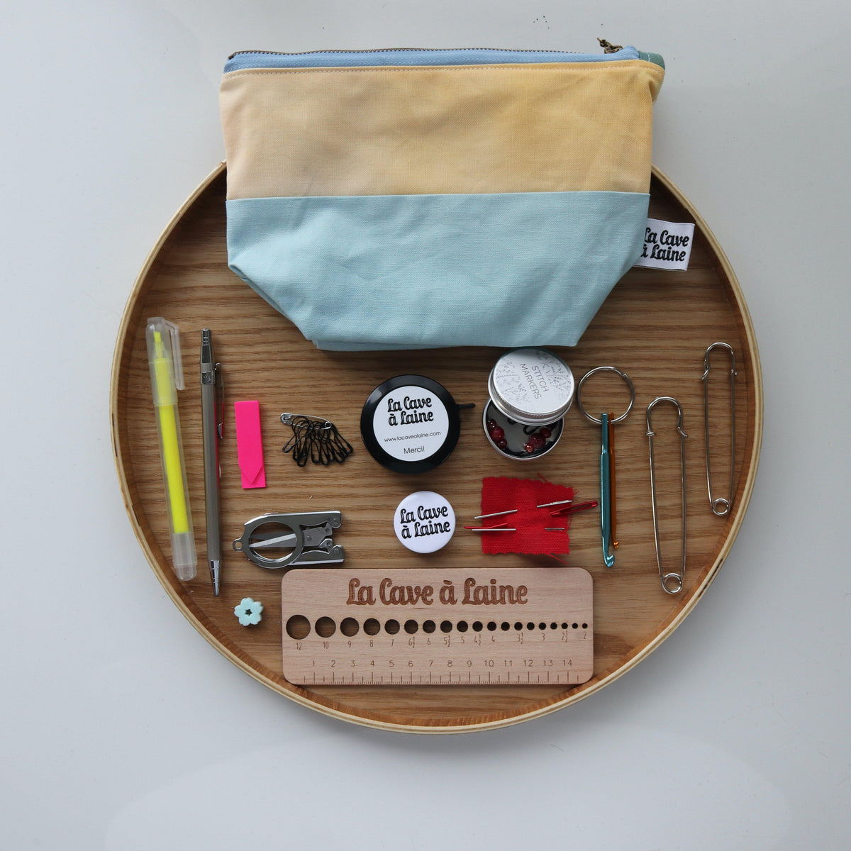 #Bag5 Handcrafted Canvas Pouch - Pouch Jewels - Citrine and Aquamarine-La Cave à Laine