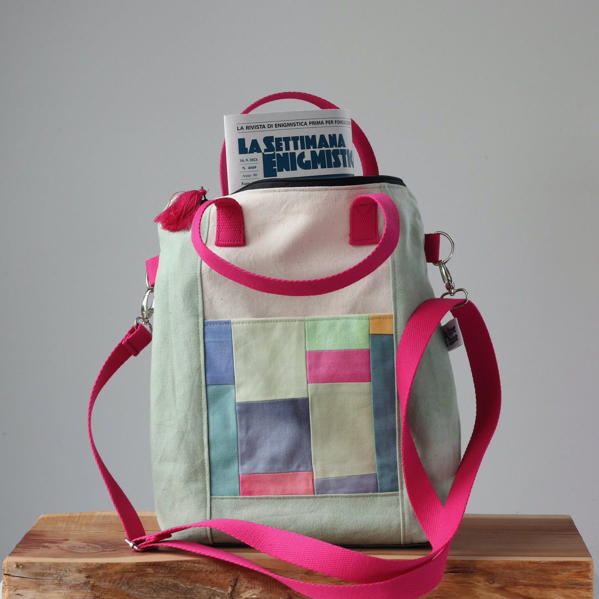 Patchwork Tote - Handcrafted and Hand-Dyed Crossbody Bag with Zipper-La Cave à Laine