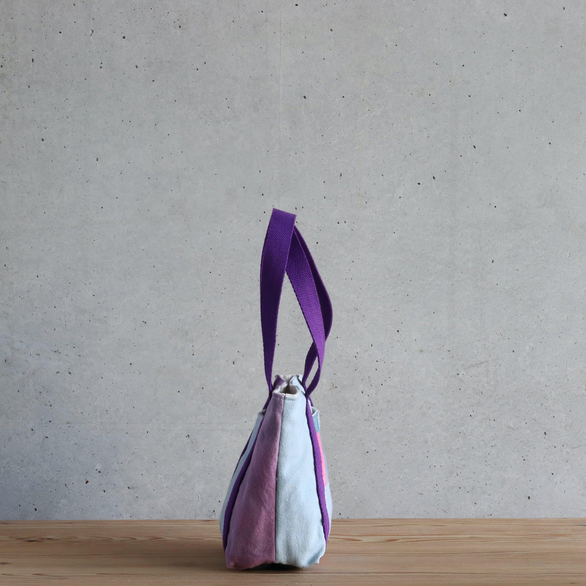 Handcrafted Canvas Bag - Hand-dyed and Patchwork Gioia - Double Pockets-La Cave à Laine