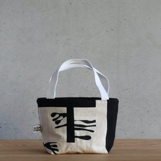 Black&White Gioia Bag - Handcrafted Patchwork Bag with Zipper-La Cave à Laine