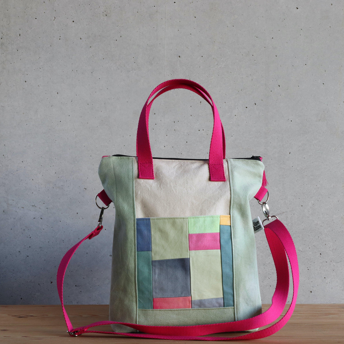 Patchwork Tote - Handcrafted and Hand-Dyed Crossbody Bag with Zipper-La Cave à Laine