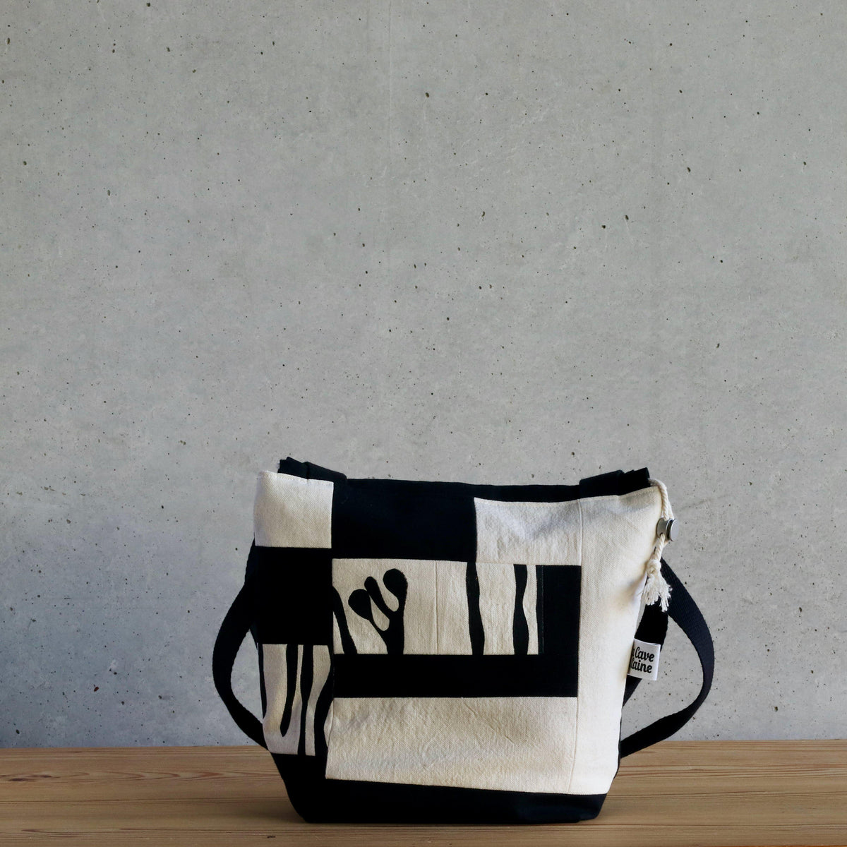 #Bag20 Black&White Super Gioia Bag - Handcrafted Patchwork Bag-La Cave à Laine