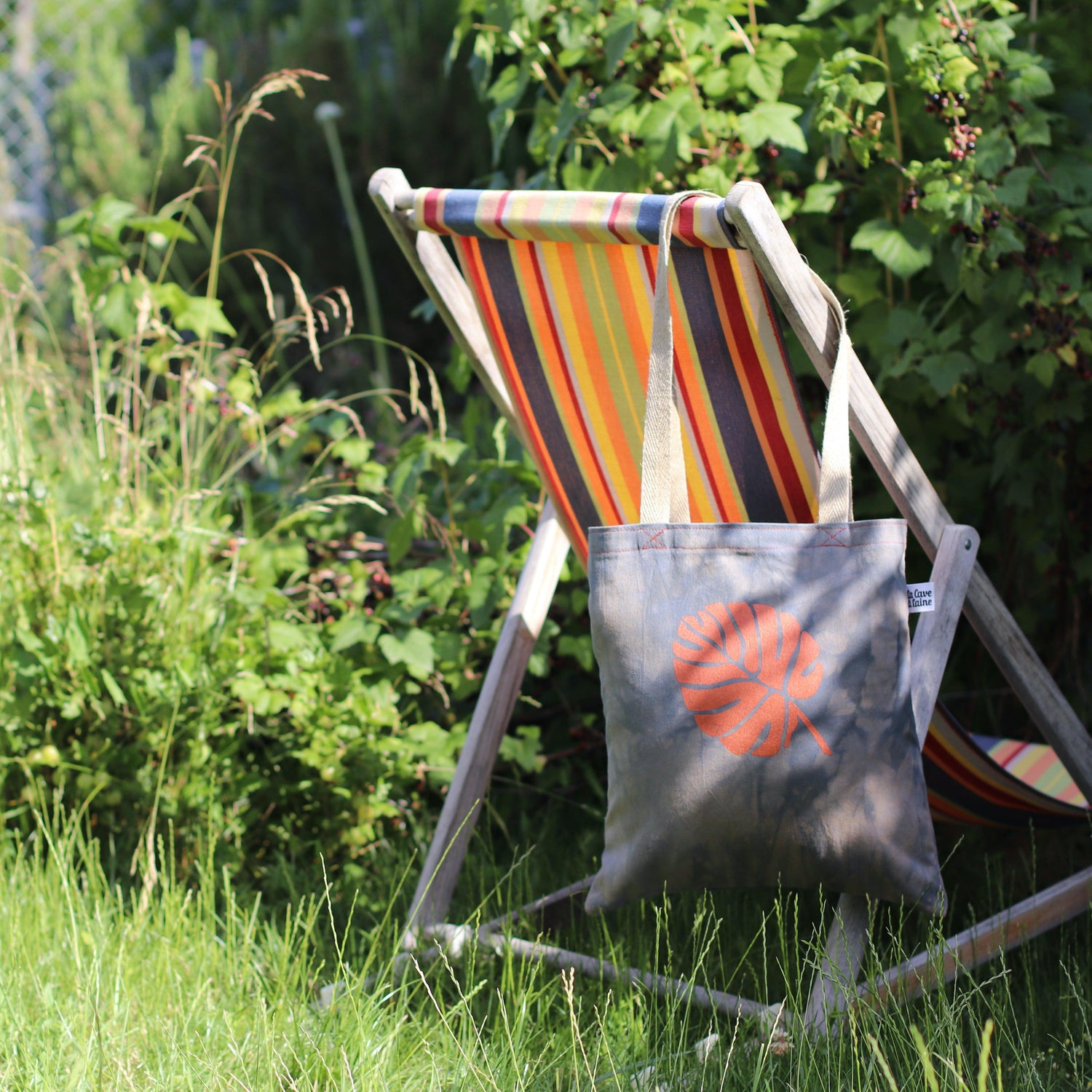 Tote Bag - Hand dyed & Hand Printed - Copper Leaf-La Cave à Laine