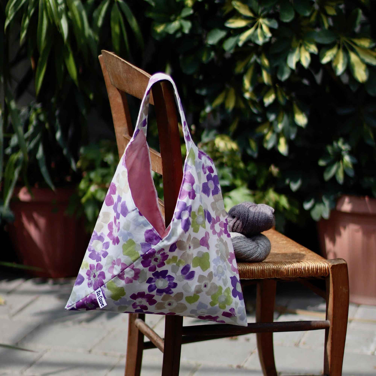 Origami Project Bag - Fleurs, Reversible | End-of-collection-La Cave à Laine