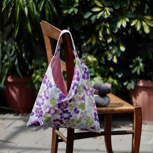 Origami Project Bag - Fleurs, Reversible | End-of-collection-La Cave à Laine